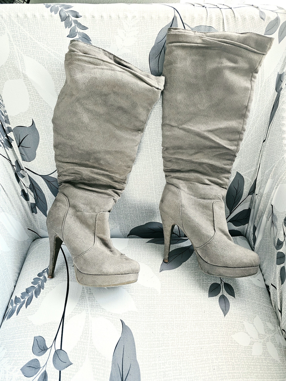 Women's Tall Suede Platform Stiletto Boots - Beige